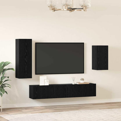vidaXL Meuble TV 4 pcs Noir Aspect Chêne Bois d'ingénierie