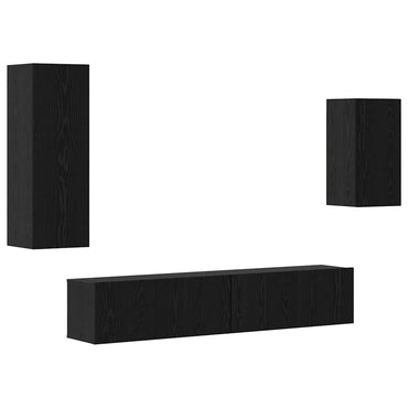 vidaXL Meuble TV 4 pcs Noir Aspect Chêne Bois d'ingénierie