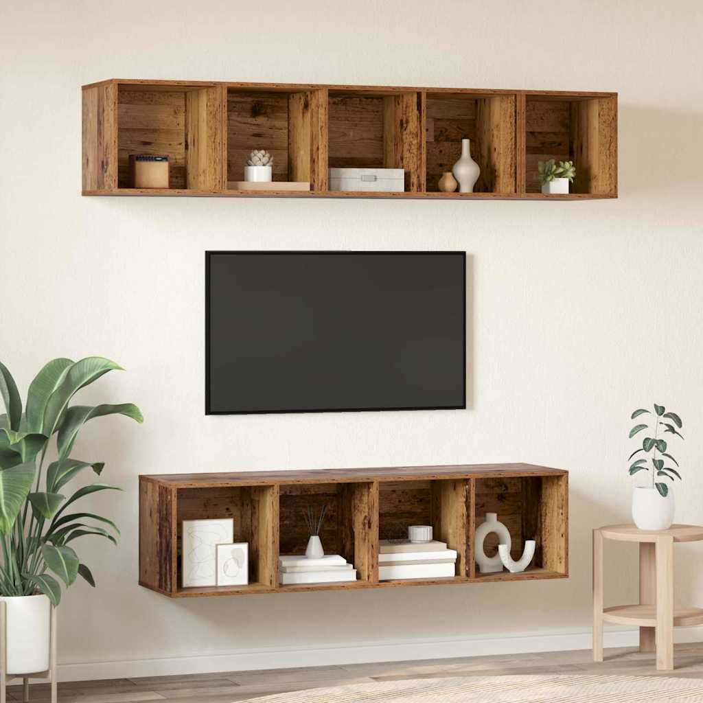 vidaXL TV-Schrankset Wandmontiert 4 pcs Altholz Holzwerkstoff
