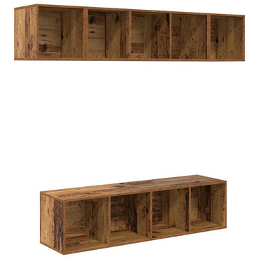 vidaXL TV-Schrankset Wandmontiert 4 pcs Altholz Holzwerkstoff