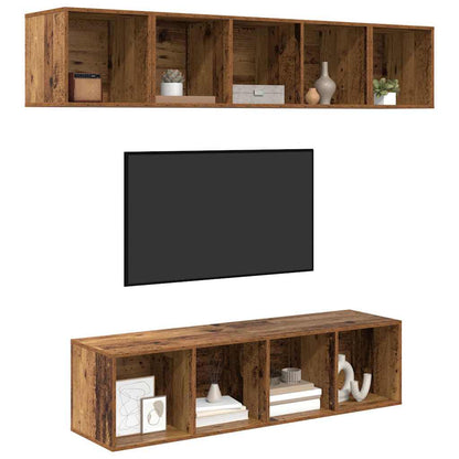 vidaXL TV-Schrankset Wandmontiert 4 pcs Altholz Holzwerkstoff