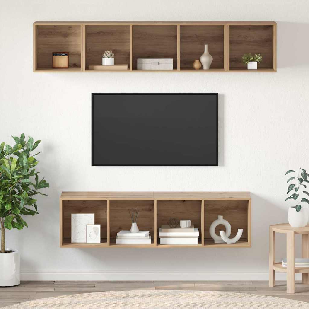 vidaXL Meuble TV mural 4 pcs Chêne artisan Matériau à base de bois