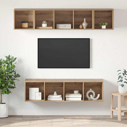 vidaXL Meuble TV mural 4 pcs Chêne artisan Matériau à base de bois