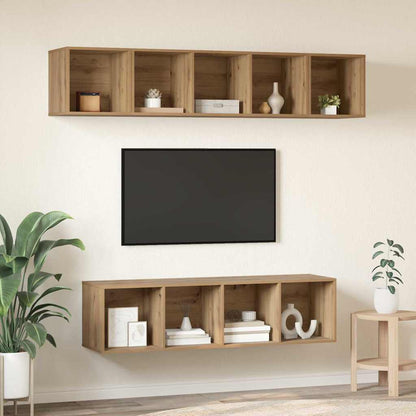 vidaXL Meuble TV mural 4 pcs Chêne artisan Matériau à base de bois
