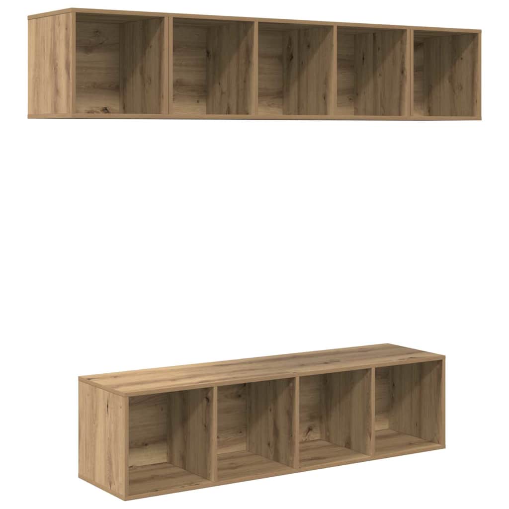 vidaXL Meuble TV mural 4 pcs Chêne artisan Matériau à base de bois