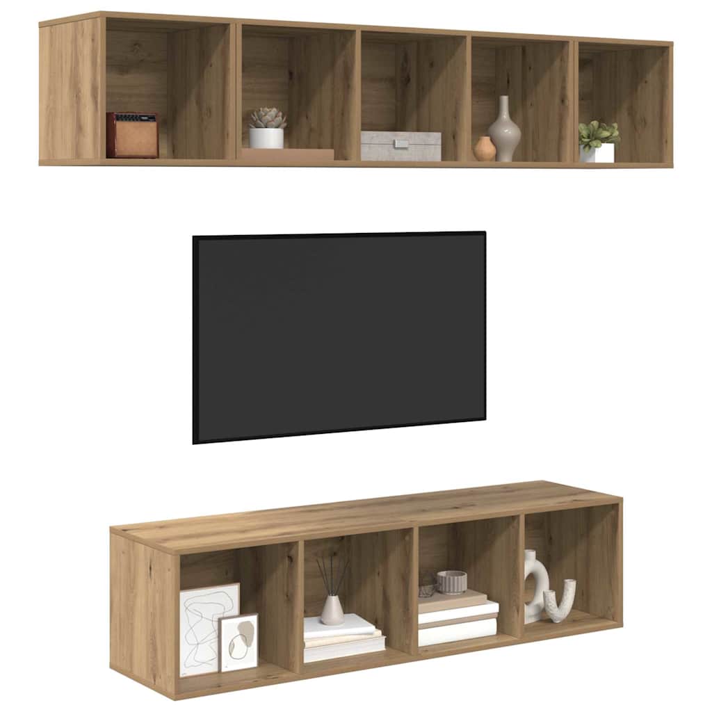 vidaXL Meuble TV mural 4 pcs Chêne artisan Matériau à base de bois