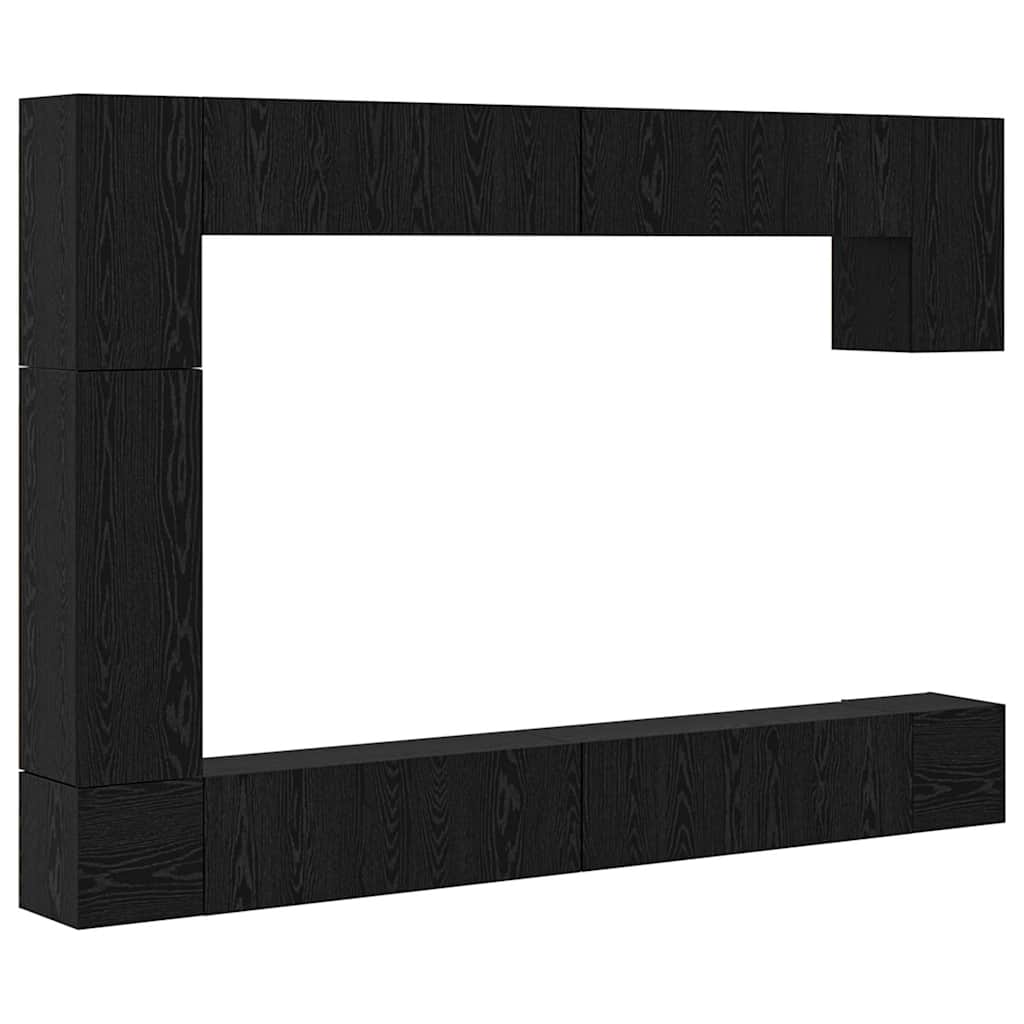 vidaXL TV-Schrankset 9 pcs Schwarz Eichen-Optik Holzwerkstoff