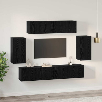 vidaXL Meuble TV 6 pcs Noir aspect chêne Aggloméré