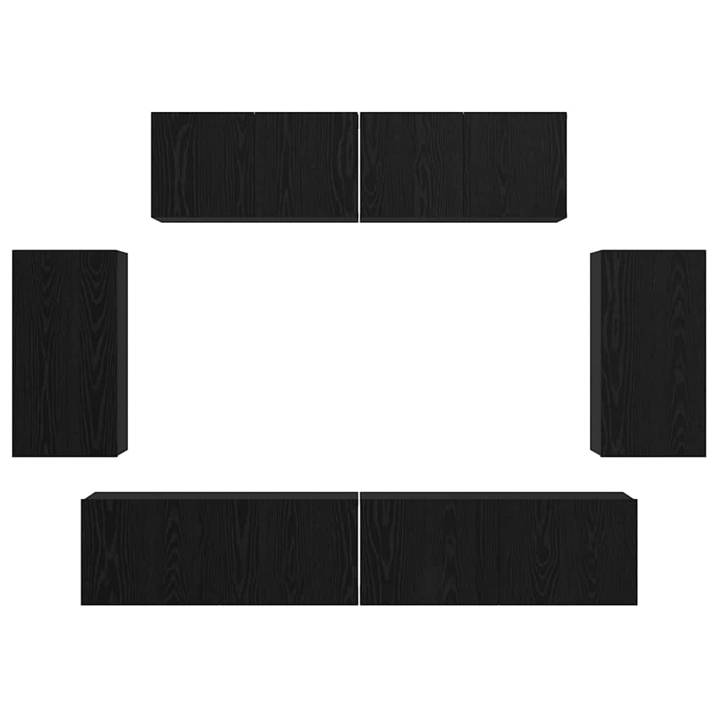 vidaXL Meuble TV 6 pcs Noir aspect chêne Aggloméré