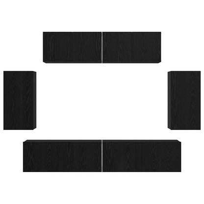 vidaXL Meuble TV 6 pcs Noir aspect chêne Aggloméré