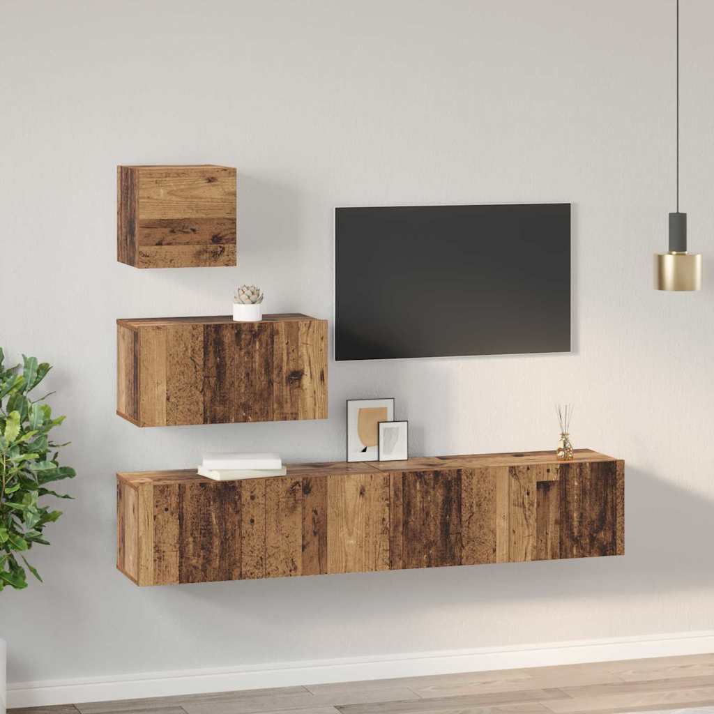 vidaXL Meuble TV mural 4 pcs Bois de récupération Bois d'ingénierie