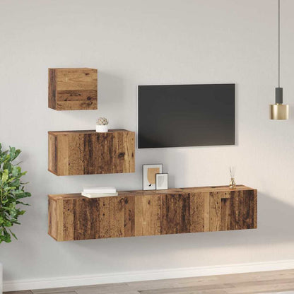 vidaXL Meuble TV mural 4 pcs Bois de récupération Bois d'ingénierie