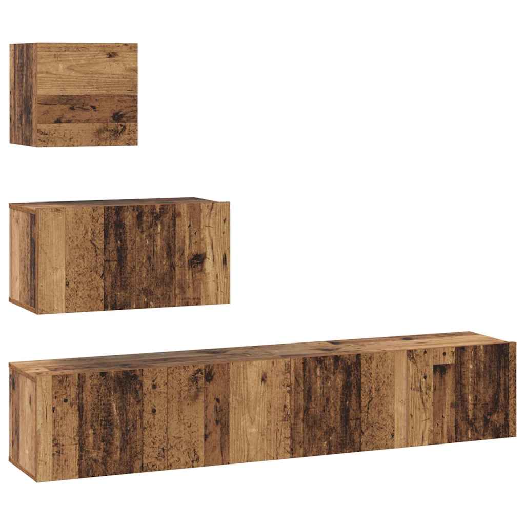 vidaXL Meuble TV mural 4 pcs Bois de récupération Bois d'ingénierie