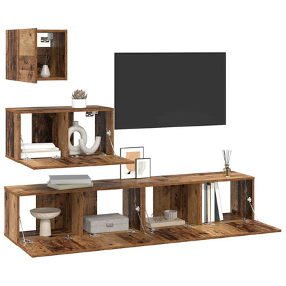 vidaXL Meuble TV mural 4 pcs Bois de récupération Bois d'ingénierie