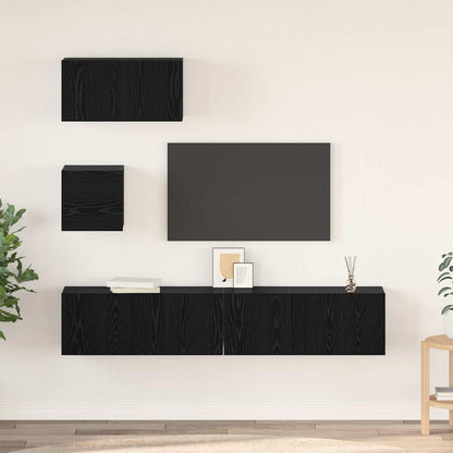 vidaXL Meuble TV 4 pcs Noir aspect chêne Aggloméré