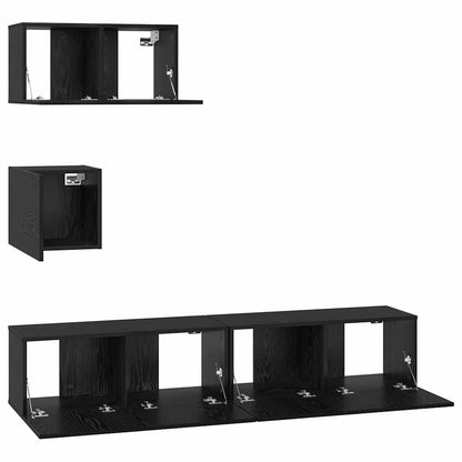 vidaXL Meuble TV 4 pcs Noir aspect chêne Aggloméré