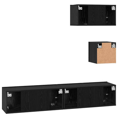 vidaXL Meuble TV 4 pcs Noir aspect chêne Aggloméré