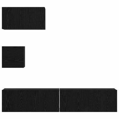 vidaXL Meuble TV 4 pcs Noir aspect chêne Aggloméré