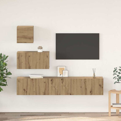 vidaXL Meuble TV mural 4 pcs Chêne artisanale Bois d'ingénierie