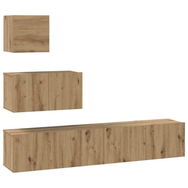 vidaXL Meuble TV mural 4 pcs Chêne artisanale Bois d'ingénierie