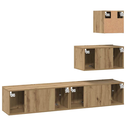 vidaXL Meuble TV mural 4 pcs Chêne artisanale Bois d'ingénierie