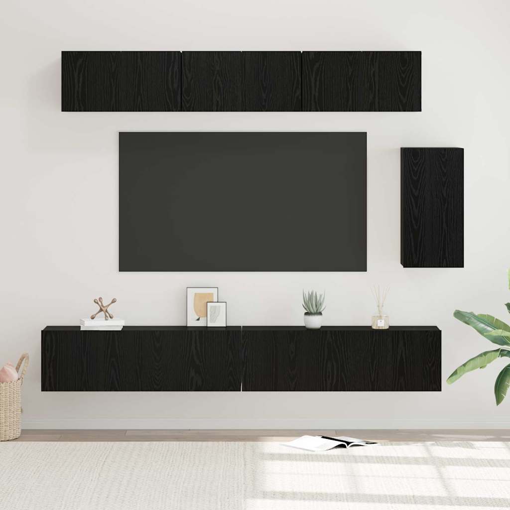 vidaXL Ensemble de meubles TV 6 pcs Noir aspect chêne Aggloméré