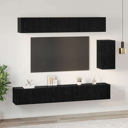 vidaXL Ensemble de meubles TV 6 pcs Noir aspect chêne Aggloméré