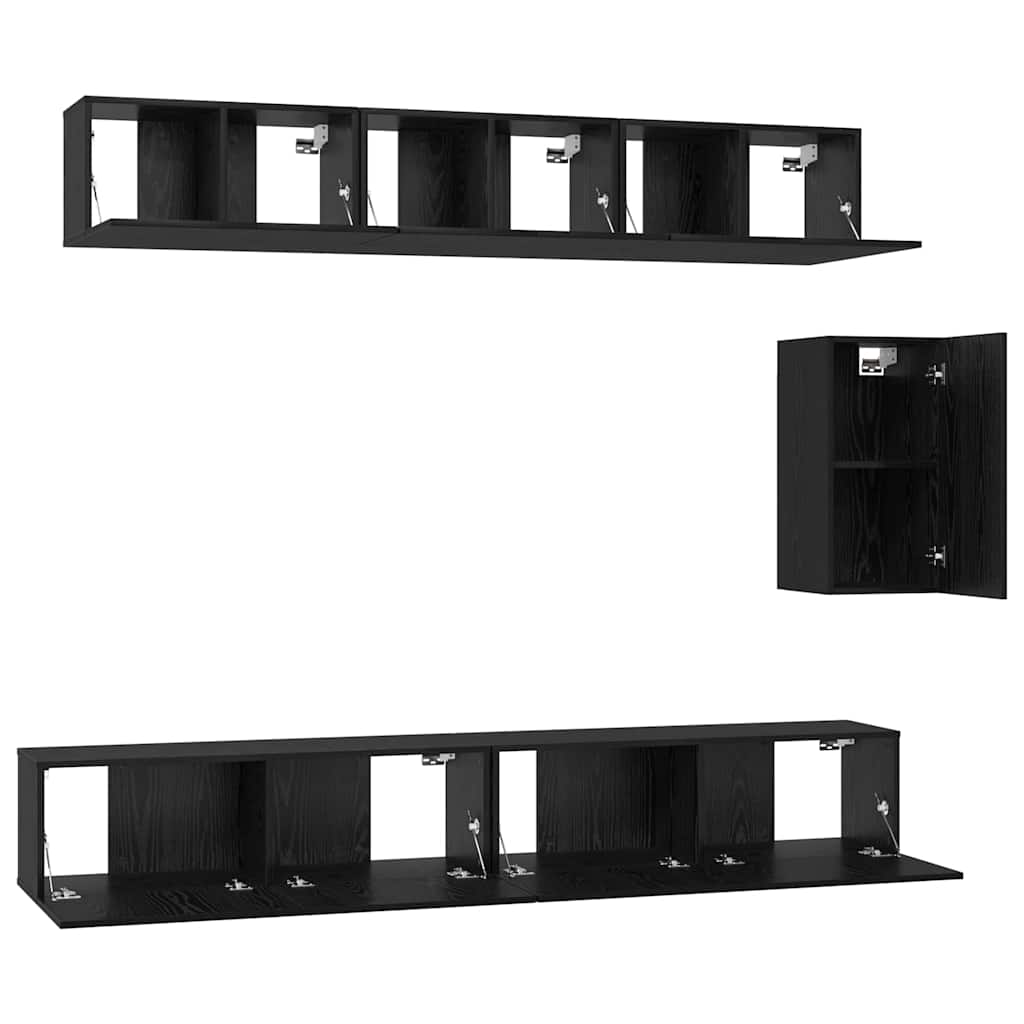 vidaXL Ensemble de meubles TV 6 pcs Noir aspect chêne Aggloméré