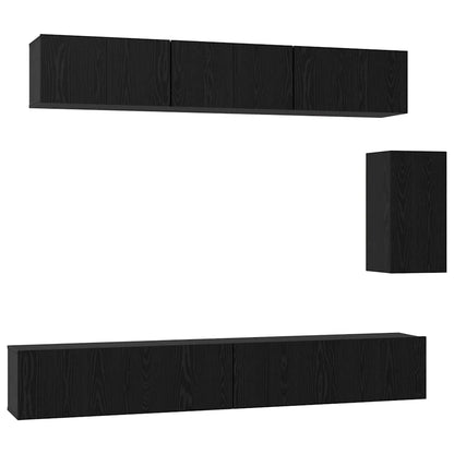 vidaXL Ensemble de meubles TV 6 pcs Noir aspect chêne Aggloméré