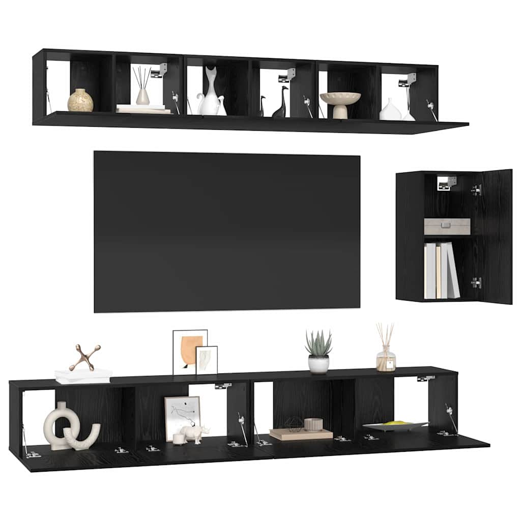 vidaXL Ensemble de meubles TV 6 pcs Noir aspect chêne Aggloméré