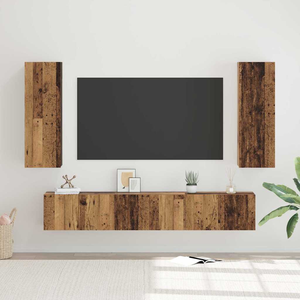 vidaXL Meuble TV mural 5 pcs bois de récupération composite