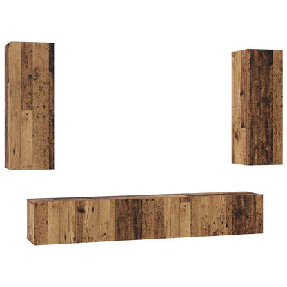vidaXL Meuble TV mural 5 pcs bois de récupération composite