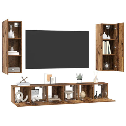 vidaXL Meuble TV mural 5 pcs bois de récupération composite