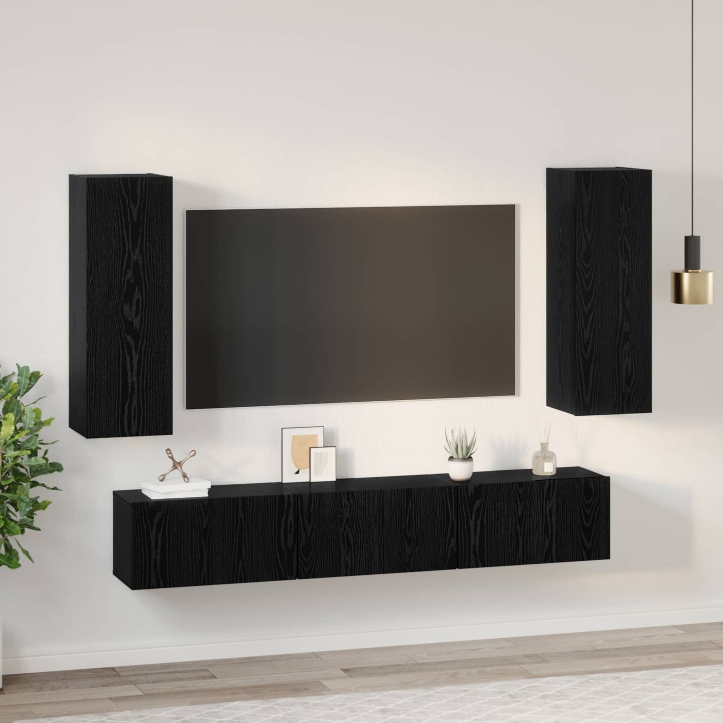 vidaXL TV-Schrankset 5 pcs Schwarz Eichen-Optik Holzwerkstoff