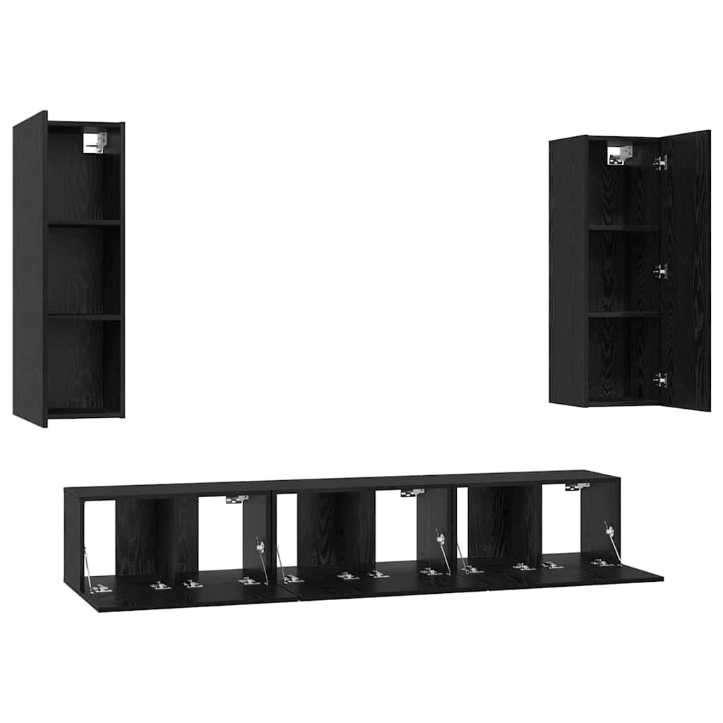 vidaXL TV-Schrankset 5 pcs Schwarz Eichen-Optik Holzwerkstoff