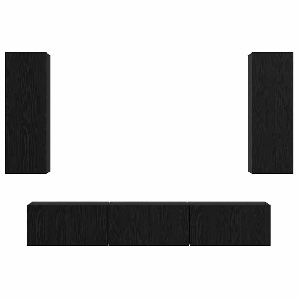 vidaXL TV-Schrankset 5 pcs Schwarz Eichen-Optik Holzwerkstoff
