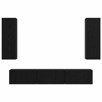 vidaXL TV-Schrankset 5 pcs Schwarz Eichen-Optik Holzwerkstoff