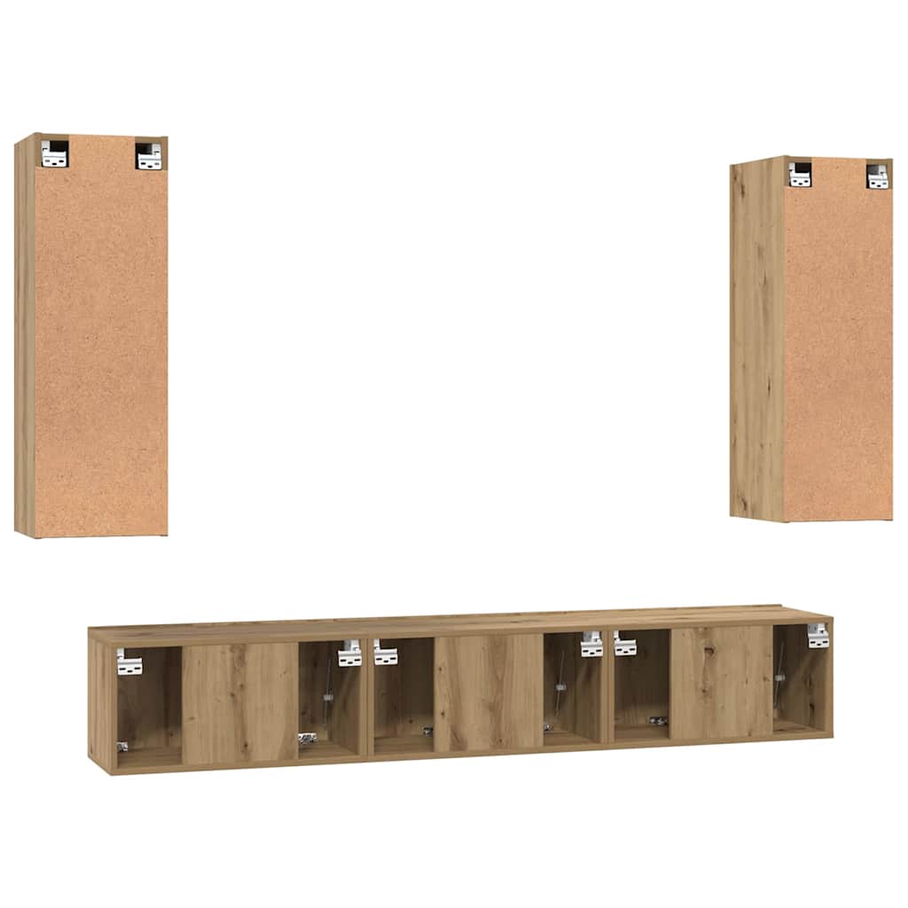 TV-Schrankset Wandmontiert 5 pcs Artisan-Eiche Holzwerkstoff