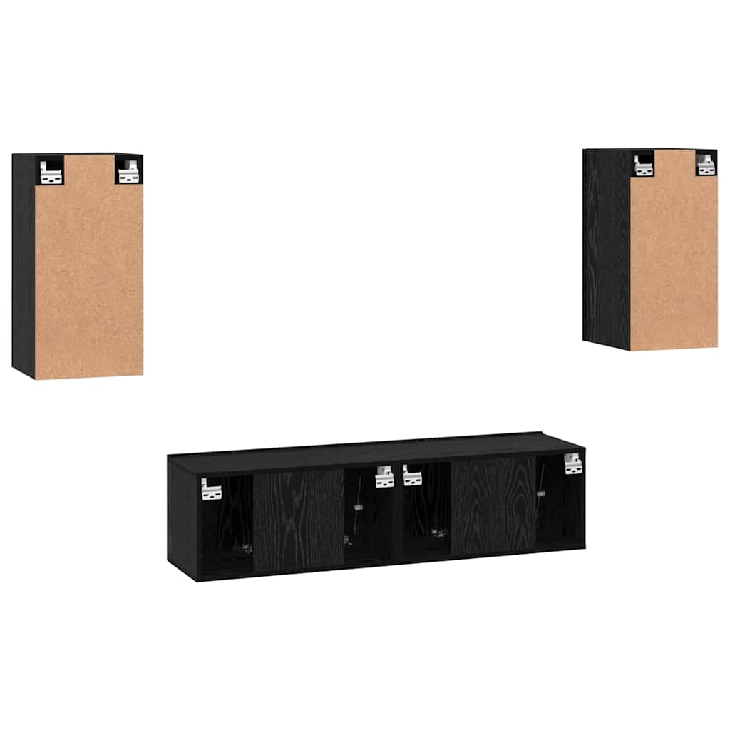 vidaXL TV-Schrankset Wandmontiert Schwarz Eichen-Optik Holzwerkstoff