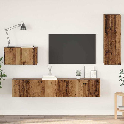vidaXL Meuble TV mural 4 pcs, bois recyclé aggloméré