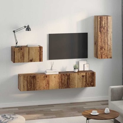 vidaXL Meuble TV mural 4 pcs, bois recyclé aggloméré