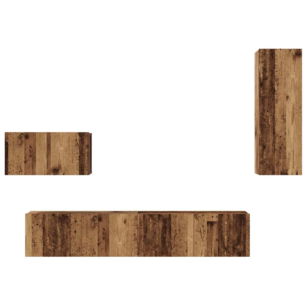 vidaXL Meuble TV mural 4 pcs, bois recyclé aggloméré