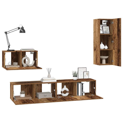vidaXL Meuble TV mural 4 pcs, bois recyclé aggloméré
