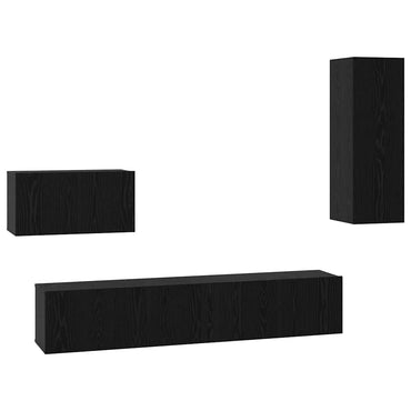 Meuble TV mural vidaXL 4 pcs Noir aspect chêne Bois d'ingénierie