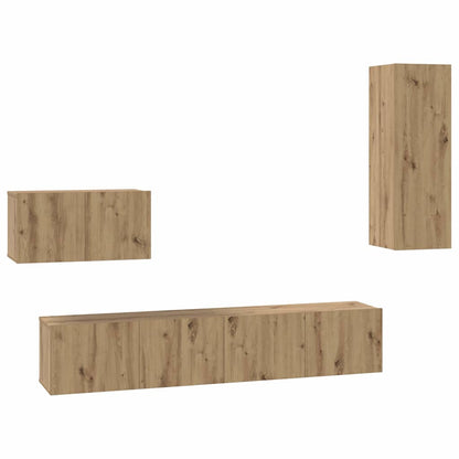 vidaXL Meuble TV mural 4 pcs Chêne artisanat Bois d'ingénierie