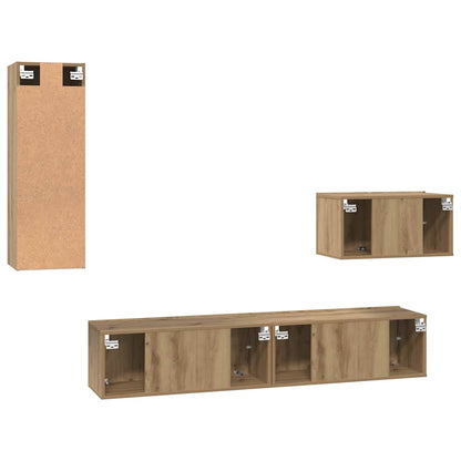 vidaXL Meuble TV mural 4 pcs Chêne artisanat Bois d'ingénierie