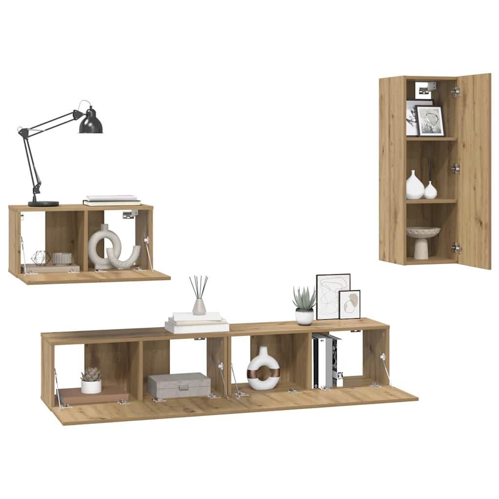 vidaXL Meuble TV mural 4 pcs Chêne artisanat Bois d'ingénierie
