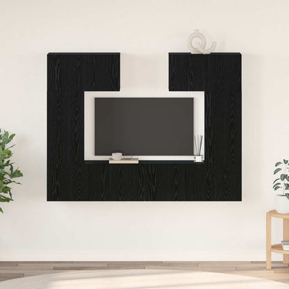 vidaXL Ensemble de meubles TV 6 pcs Noir aspect chêne Aggloméré
