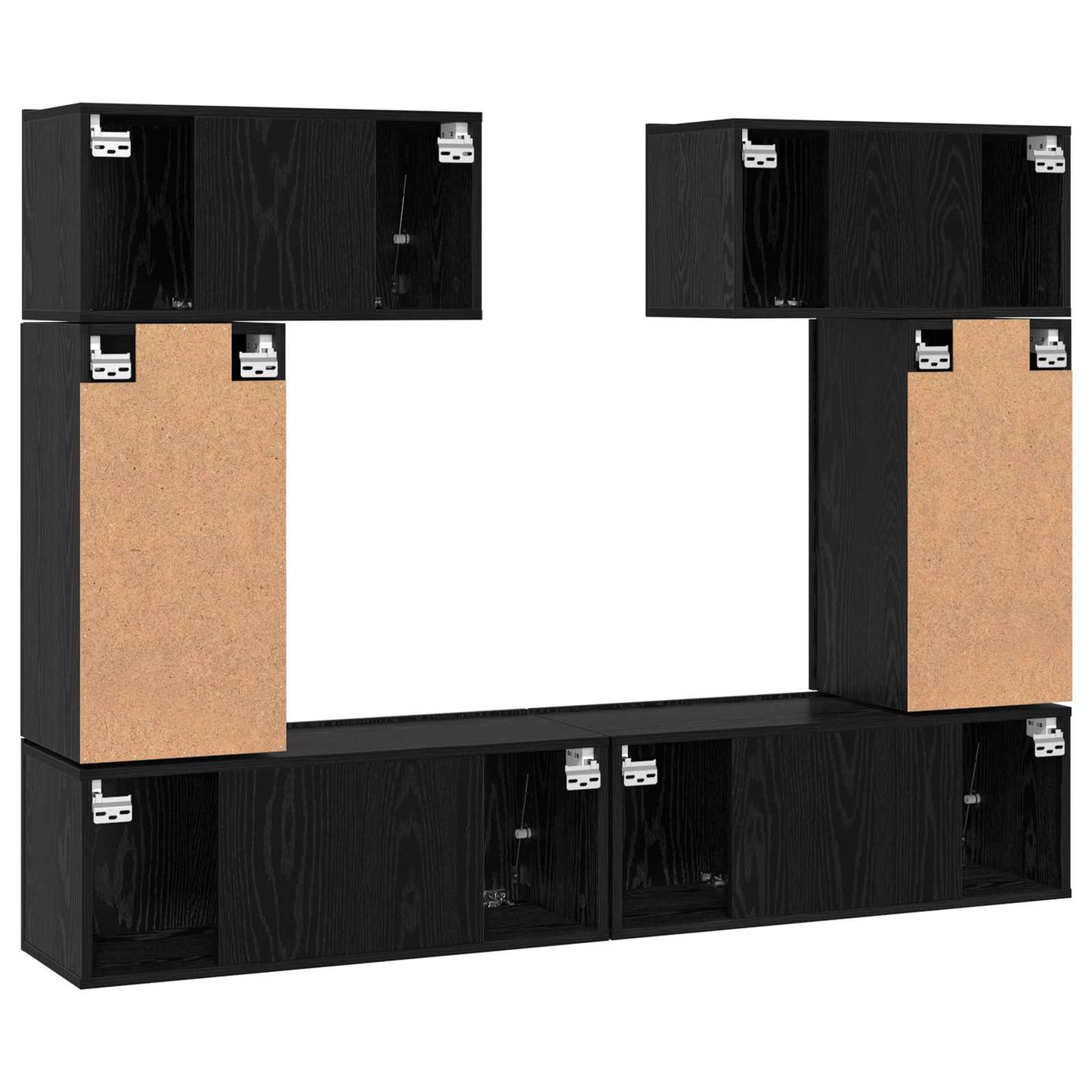vidaXL Ensemble de meubles TV 6 pcs Noir aspect chêne Aggloméré