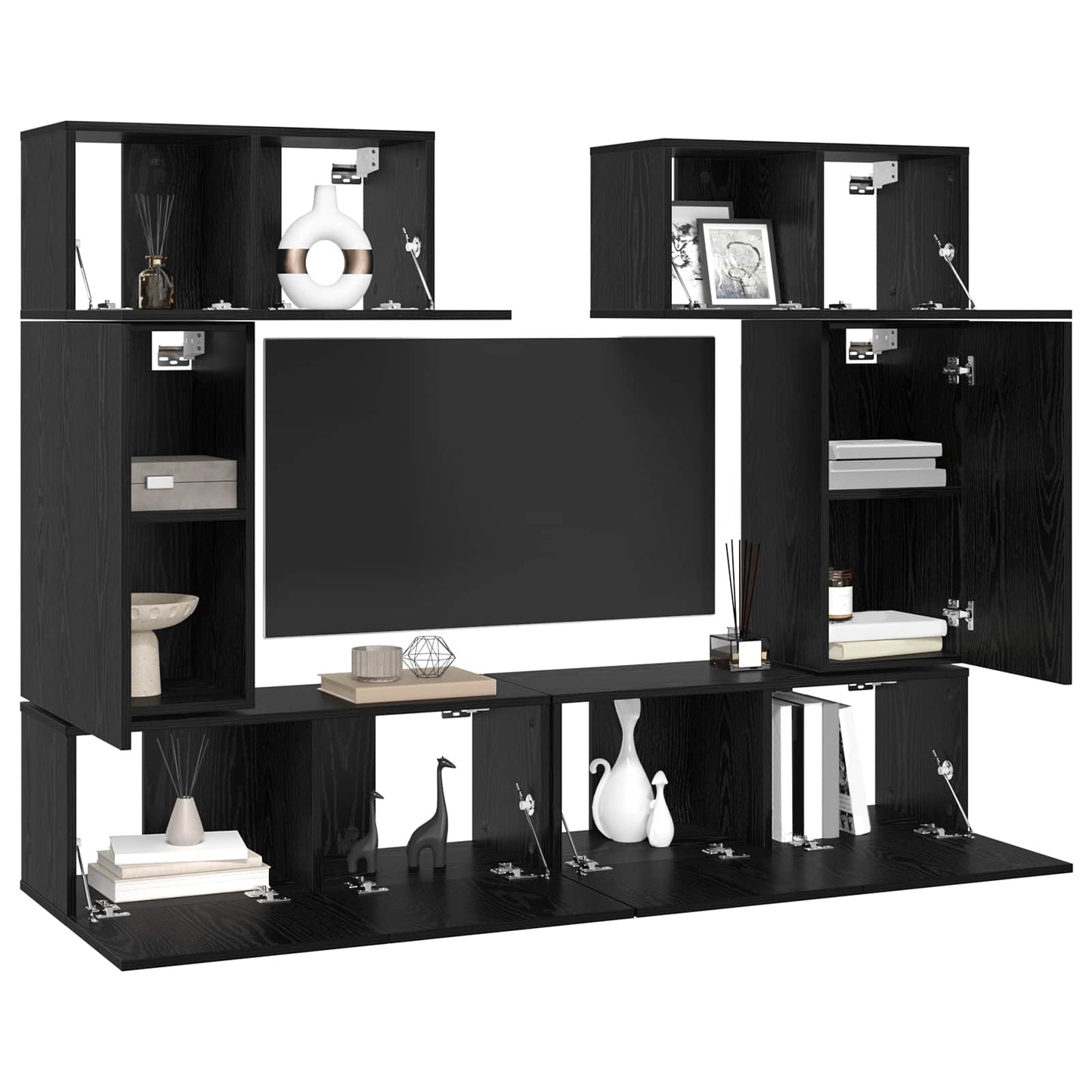vidaXL Ensemble de meubles TV 6 pcs Noir aspect chêne Aggloméré